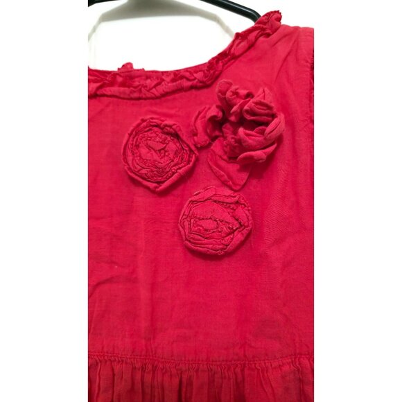 Mini Boden Girls Red Sleeveless Dress With Rosette Appliques Button Back Closure - Picture 4 of 8